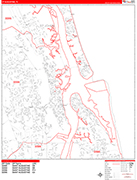 St. Augustine  Wall Map Red Line Style